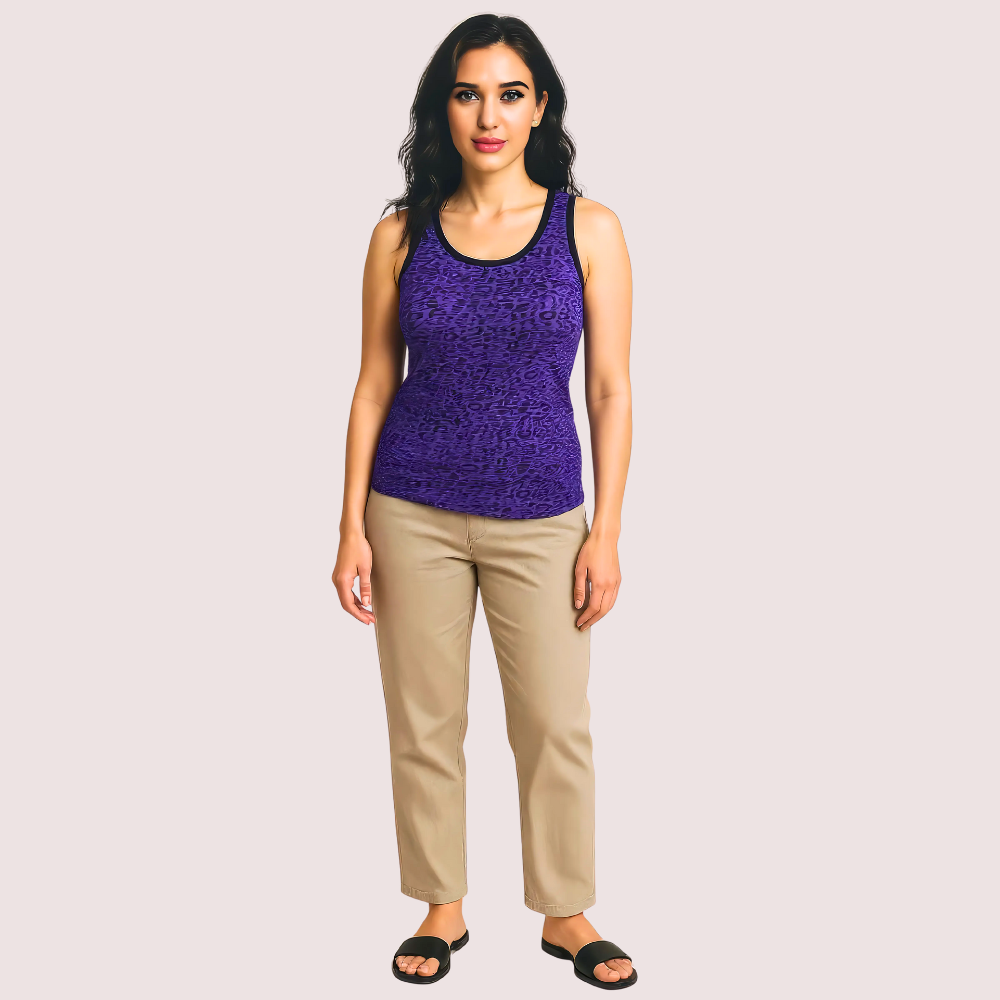 Electric Violet Leopard Print Tank Top